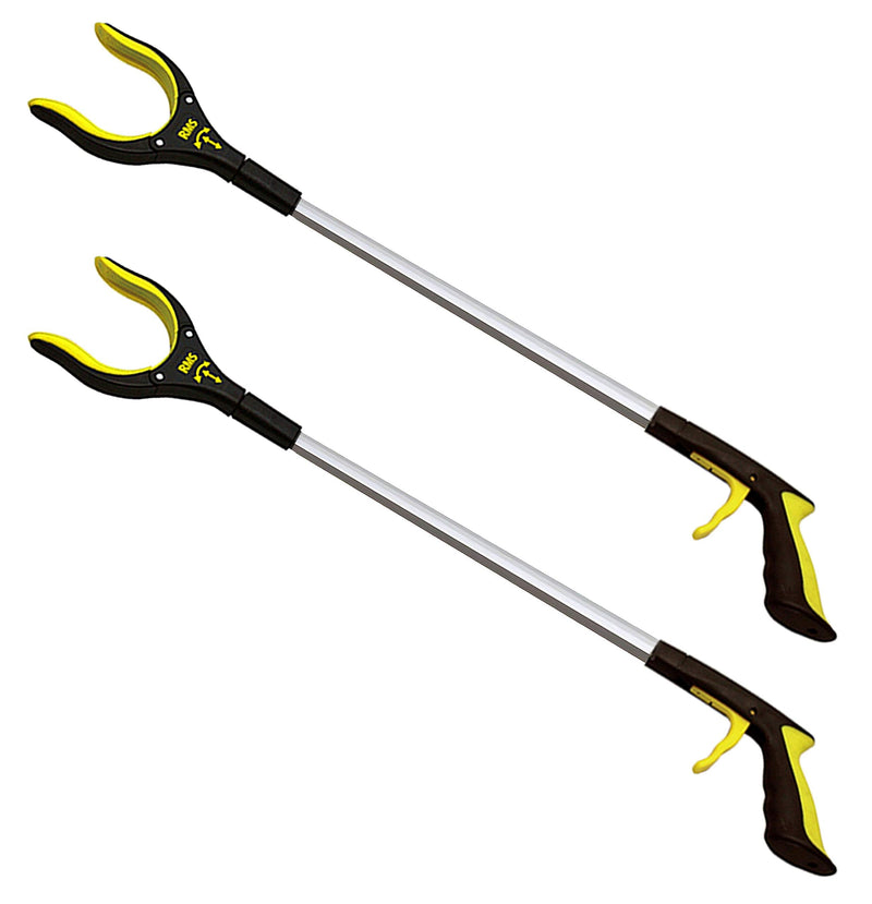 2-Pack 32 Inch Extra Long Grabber Reacher with Rotating Jaw - Mobility Aid Reaching Assist Tool (Yellow) Yellow