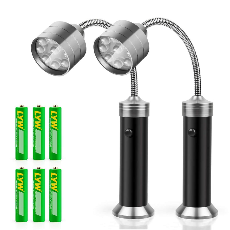 KOSIN Barbecue Grill Light Magnetic Base Super-Bright LED BBQ Lights - 360 Degree Flexible Gooseneck, Weather Resistant, Batteries Included - Pack of 2 Black