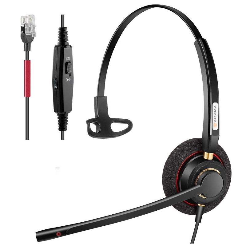 Arama Phone Headset with Noise Canceling Microphone Mute Switch Telephone Headset Compatible with Cisco IP Phones: 6941, 7841, 7861, 7941, 7942, 7945, 7960, 7961, 7962, 7965, 8811, 8841, 8845 A800C-Monaural