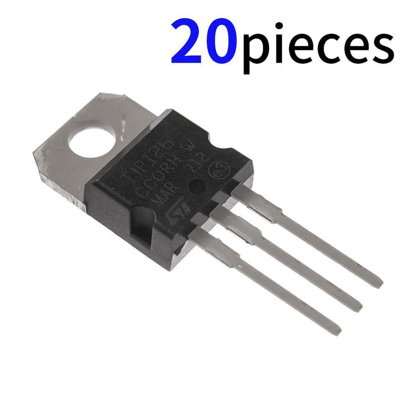 Bridgold 20pcs TIP126 PNP Darlington Bipolar Power Transistor -80V -5A HFE:1000HFE,3-Pin