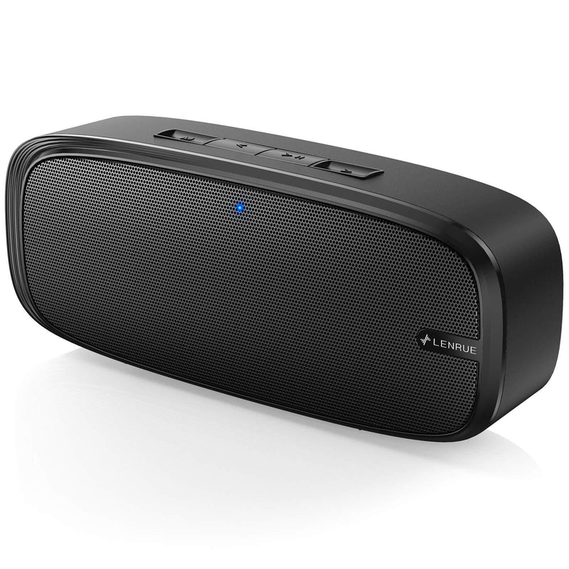 LENRUE Bluetooth Speaker, Wireless Portable Speaker with Loud Stereo Sound, Rich Bass, 12-Hour Playtime, Built-in Mic. Perfect for iPhone, Samsung and More Black