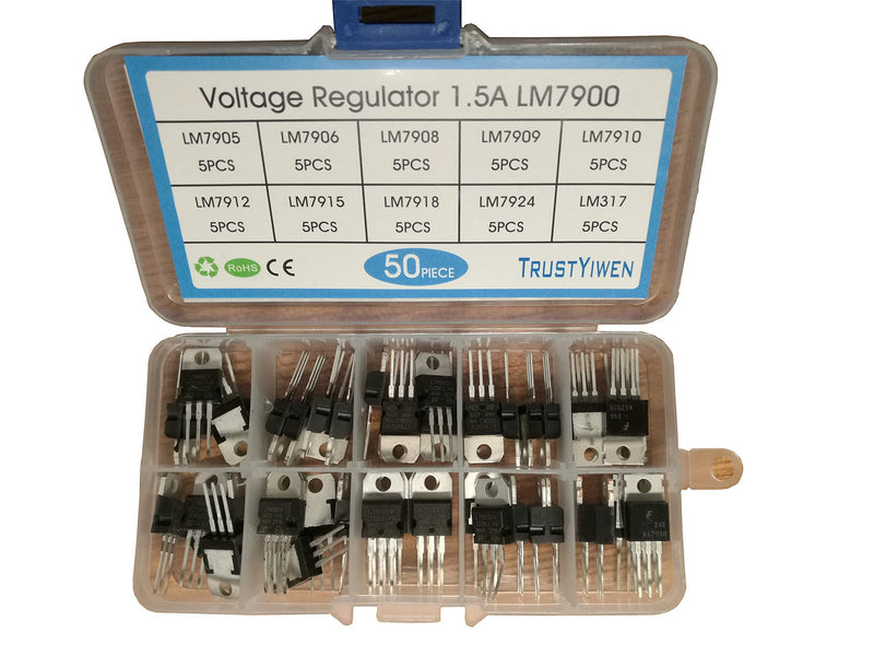 New 10 Values 50PCS TO220 LM7905 L7906 LM7908 L7909 L7910 LM7912 LM7915 LM7918 LM7924 LM317 1.5A Voltage Regulator FBA