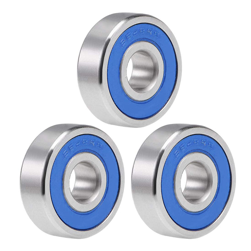 uxcell S628-2RS Stainless Steel Ball Bearing 8x24x8mm Double Sealed 628RS Bearings 3-Pack