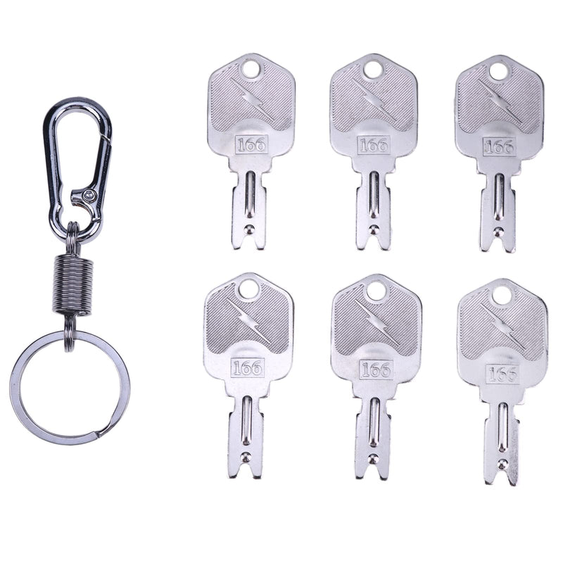 ZTUOAUMA 6X Ignition Keys #166 with Key Chain for Clark Yale Hyster Komatsu Gradall Gehl Crown 186304 51335040 A214062 1430 Hyster Forklift and More(Pack of 6) 6 PCS