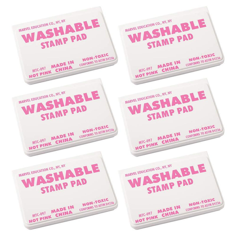 Constructive Playthings MTC-0976 Washable 3 3/4" x 2 1/2" Stamp Pad Set of 6 Hot Pink Pads