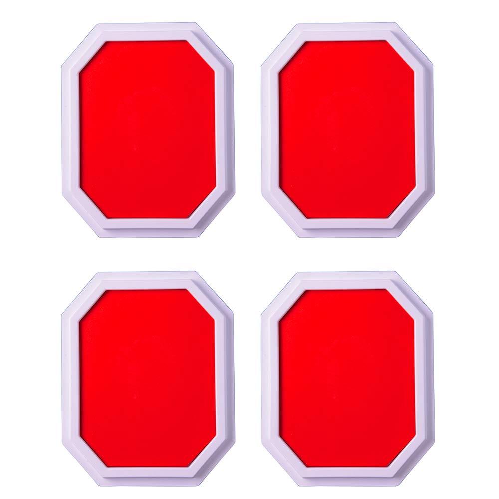 Constructive Playthings MTC-21014 Mega Washable 7 1/4" W. Stamp Pad Set of 4 Red Pads