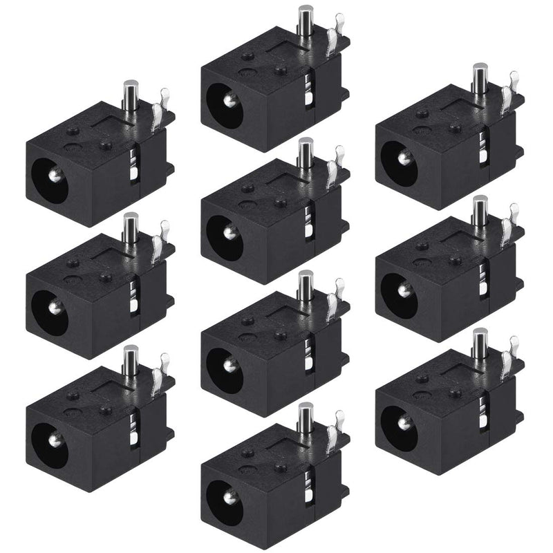 uxcell PCB Mount 4.0mm x 1.7mm 3 Pin Audio Video DC Power Connector Socket DC023 Black 10Pcs