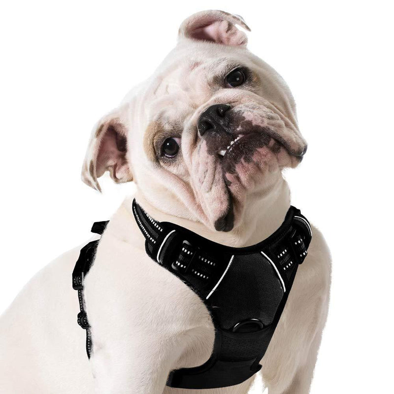 Eagloo Dog Harness No Pull, Walking Pet Harness with 2 Metal Rings and Handle Adjustable Reflective Breathable Oxford Soft Vest Easy Control Front Clip for Small Medium Large Dogs Small (Pack of 1) Black