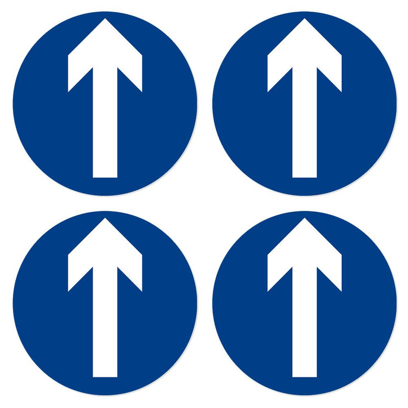 dealzEpic - Round Blue Enter Sign with White Arrow/Gate Machine Entry Symbol - Self Adhesive Peel and Stick Multi-Purpose Vinyl Decal - 3.94 inches in Diameter | Pack of 4 Pcs Blue Arrow Entry Sign