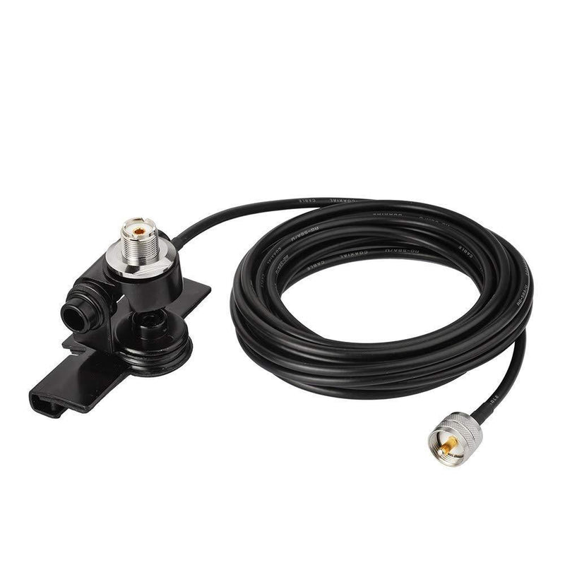 Bingfu Vehicle Mobile Radio Antenna Fix Bracket Mounting Lip Mount with 5m 16.5 feet UHF PL259 Male to SO239 Female Bulkhead Mount RG58 Cable for Car Truck Ham Radio Amateur Radio Antenna Lip Mount