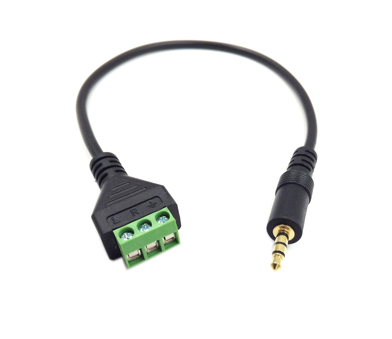 Poyiccot 3.5mm(1/8inch) Stereo Audio Balanced Male Jack to AV 3-Screw Video Balun Terminal Adapter Connector Cable 30cm(3.5mm M/3pin ) 3.5mm Male to 3pin screw terminal