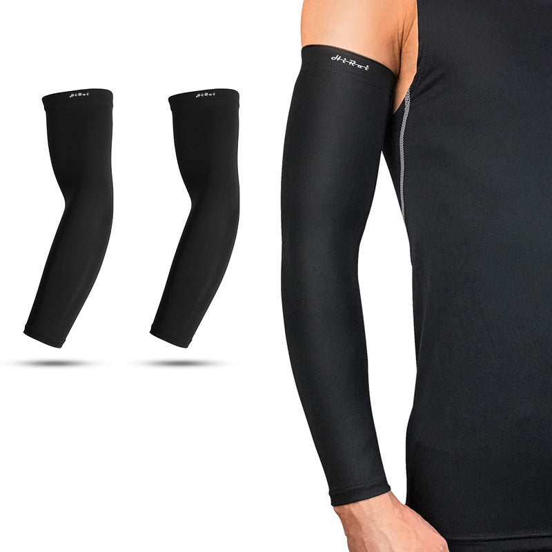HiRui Cooling Arm Compression Sleeves 20-30mmHg Recovery Relieve Pain Support Muscles UPF50 UV Protection for Men Women, Running Cycling Basketball Tattoo Cover (Black, Large (1 Pair)) Black Large (1 Pair)
