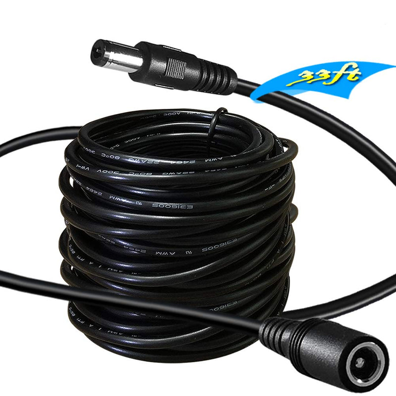 SIOCEN 33FT DC Power Extension Cable 2.1mm x 5.5mm,12v Power Supply Adapter for CCTV Security Camera Surveillance IP Camera Dvr Standalone LED Strip,Car,Long Male to Female Barrel Plug Cord