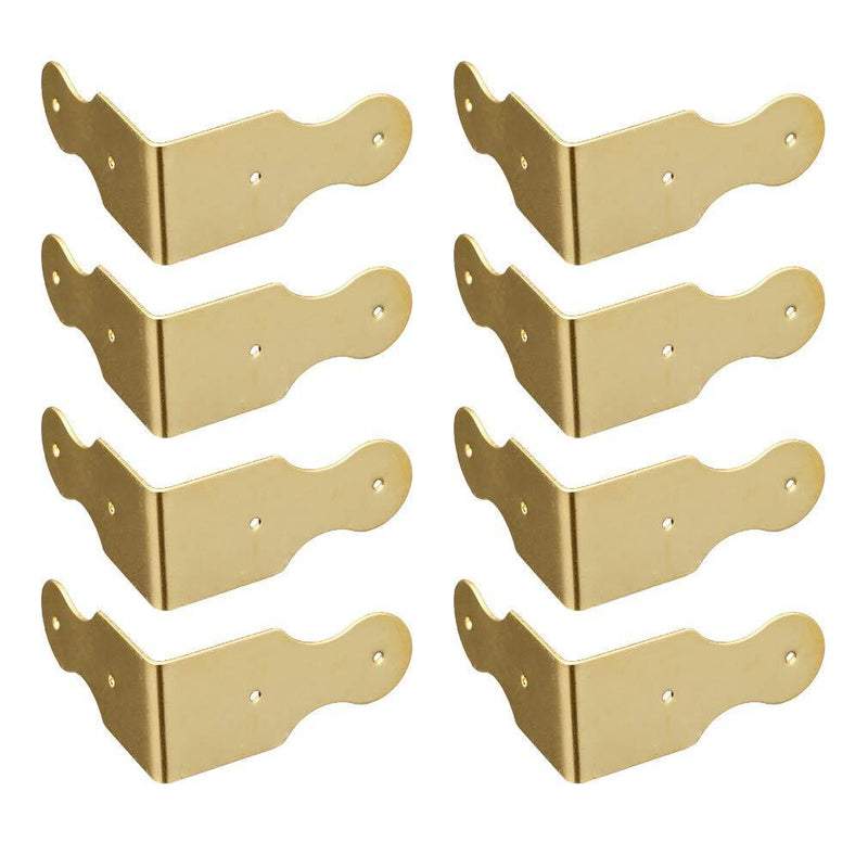 Tiazza 8Pcs Pure Brass Box Corner Protector Corner Braces Hardware Desk Edge Right Angle Guards Wood Jewelry Box Photo Frame Accessories (Gold) Gold