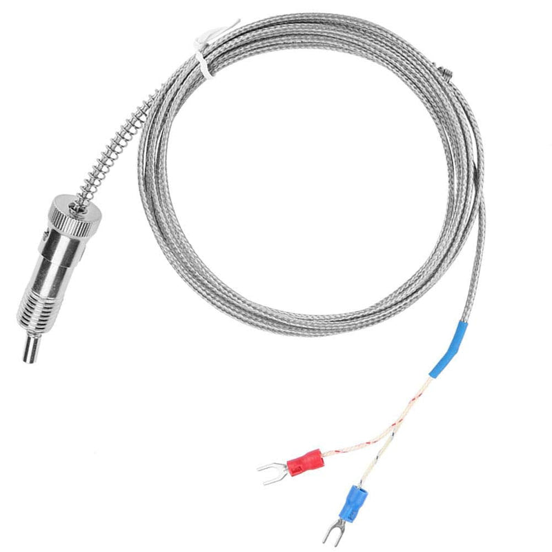 Walfront K Type Thermocouple, Bayonet Compression Spring Type K Thermocouple Temperature Sensor Probe Temperature Gauge 0-400℃ (Optional)(5 m)