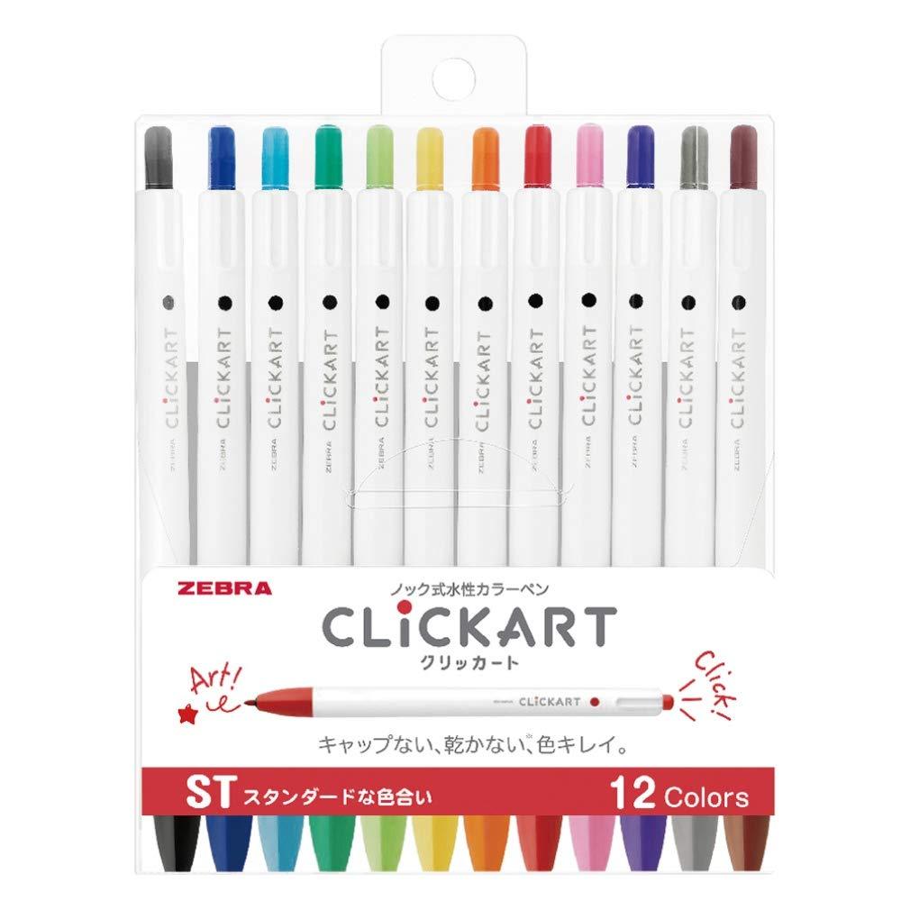 Zebra Clickart Water-based Pen Standard 12 Colors Set, WYSS22-12CST