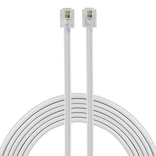 Power Gear Telephone Line Cord, 2 Pack, 25 Feet, Phone Cord, Modular Jack Ends, Works for Phone, Modem or Fax Machine, for Use in Home or Office, White, 46071