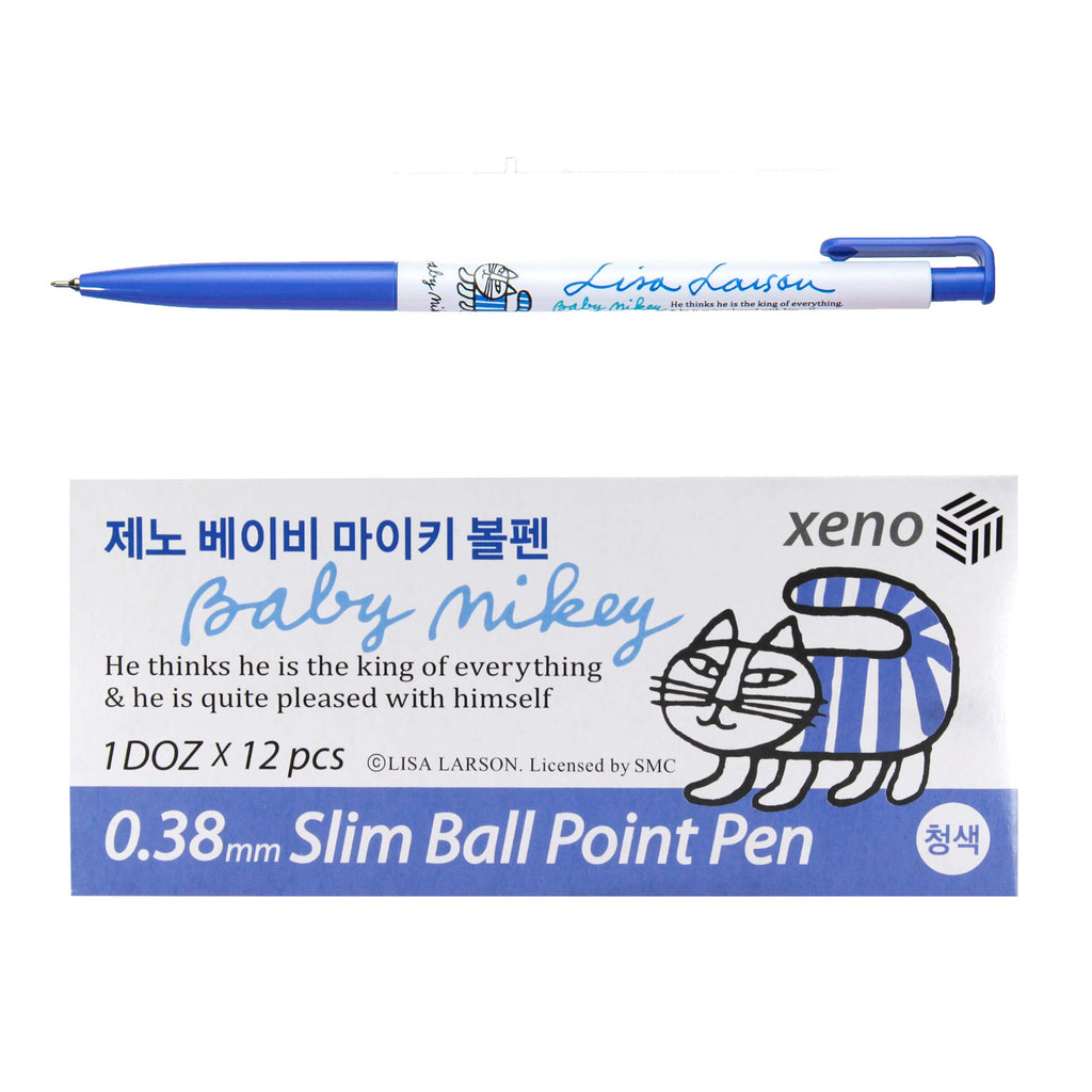 Xeno 0.38mm Slim Ballpoint Pen Shinzi Monpeluche to Baby Mikey Lisa 12 Pack (Blue 12 Pack) Blue 12 Pack