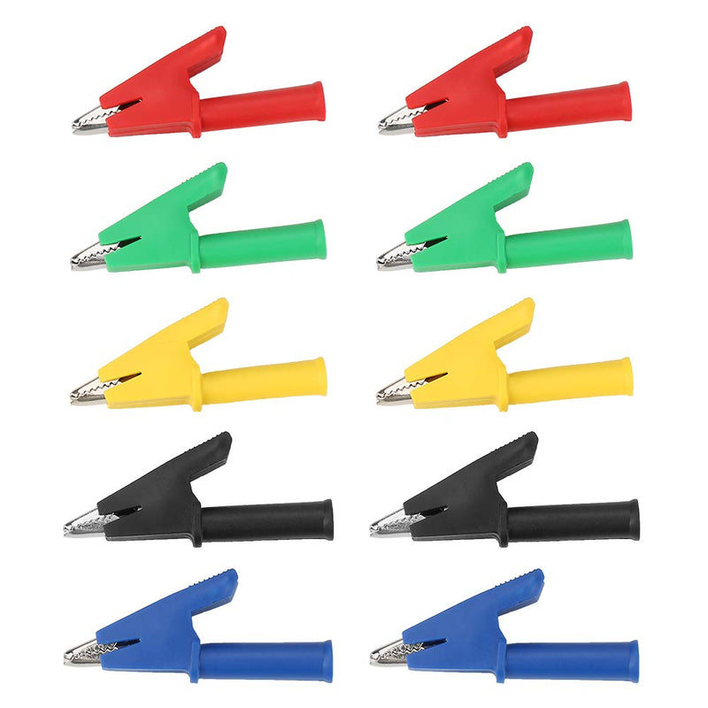 Folders Safety Test Clips 10pcs /Set P2002 20A 5 Colors 4mm Banana Jack Safety Test Clip for Multimeter 380V