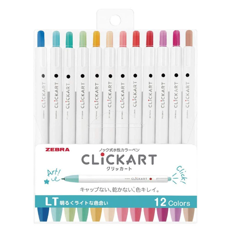 Zebra Clickart Water-Based Pen Bright Light 12 Colors Set, Wyss22-12Clt