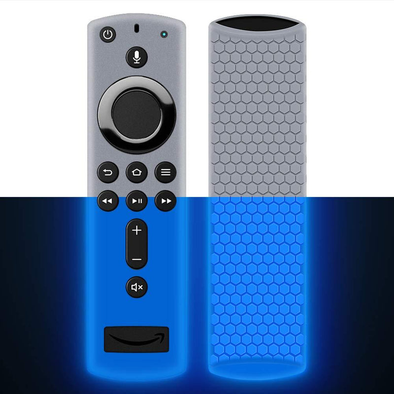 Remote Case/Cover for Fire TV Stick 4K,Protective Silicone Holder Lightweight[Anti Slip]ShockProof for Fire TV Cube/Fire TV(3rd Gen)Compatible with All-New 2nd Gen Alexa Voice Remote Control-Glow Blue Glow Blue