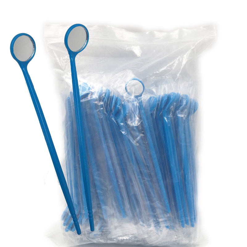 TENFLY 100pcs Disposable Dental Exam Mouth Mirrors Oral Dental Mirror Plastic Dental Instrument (Blue)