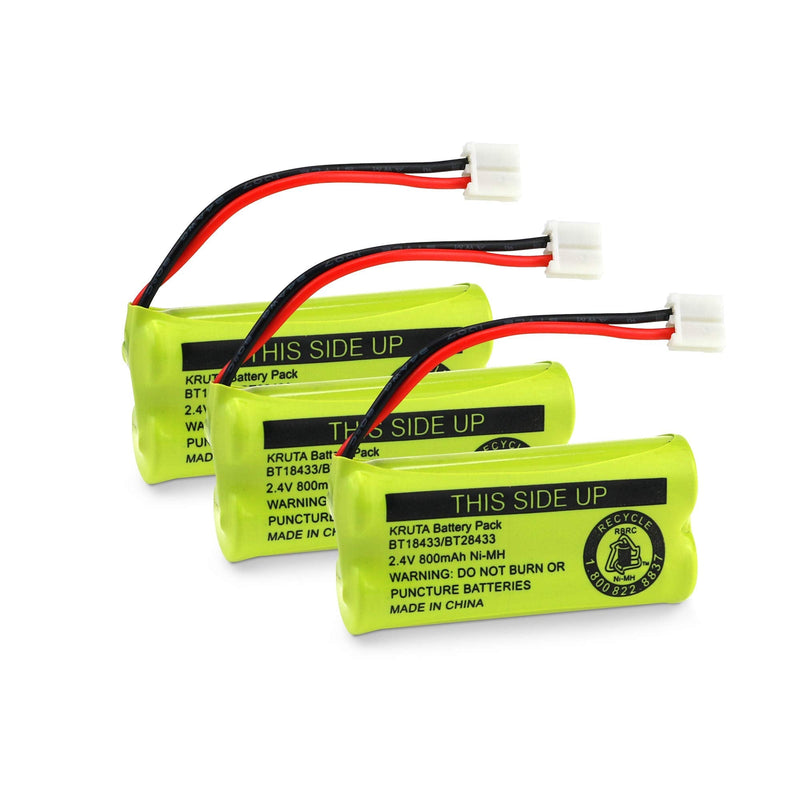 KRUTA 2.4V Rechargeable Battery Compatible with Cordless Phones BT18433 BT184342 BT28433 BT284342 BT-8300 BATT-6010 BT1011 BT1018 BT1022 BT1031 89-1326-00-00/89-1330-01-00/CPH-515D Pack 2