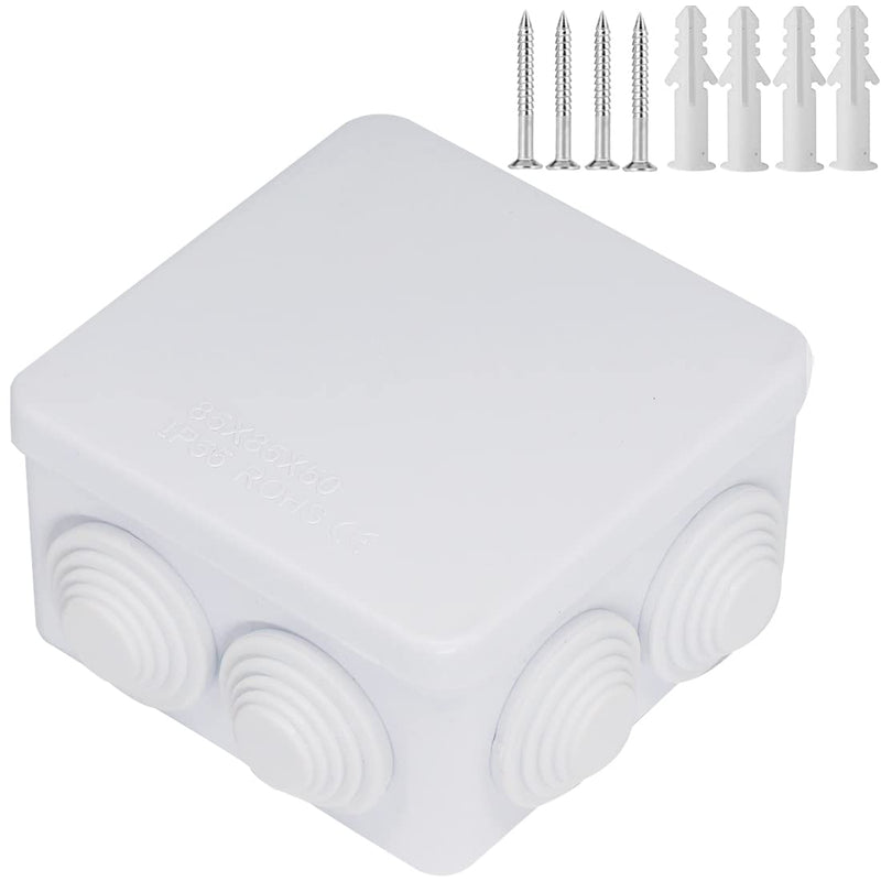 Zulkit Junction Box ABS Plastic Dustproof Waterproof IP55 Universal Electrical Boxes Project Enclosure White 3.4 x 3.4 x 2 inch (85 x 85 x 50mm) 3.4" x 3.4" x 2" With Holes