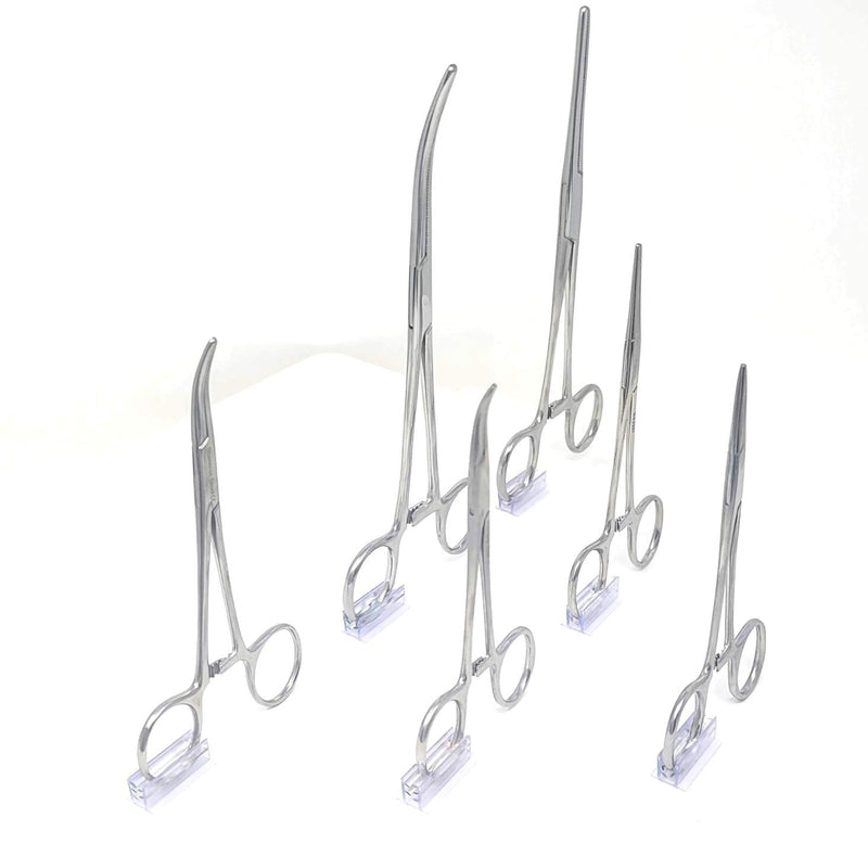 Premium Quality Ultimate Set of 6 Pcs Straight & Curved Hemostat Forceps Locking Clamps Stainless Steel Full Serrated Jaws for Better Grip-Ideal for Nurses, Firefighters, Fishing + More