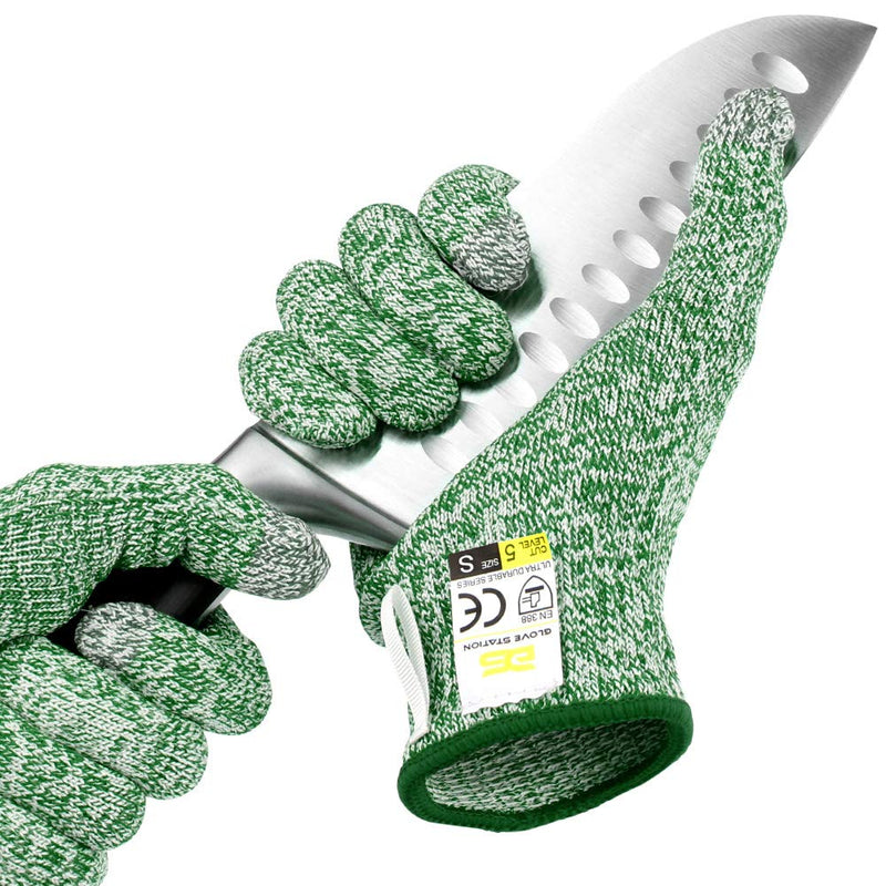 Glove Station Ultra Durable Series Cut Resistant Gloves - High Performance Level 5 Protection, Food Grade. 1 Pair Large Mint Green