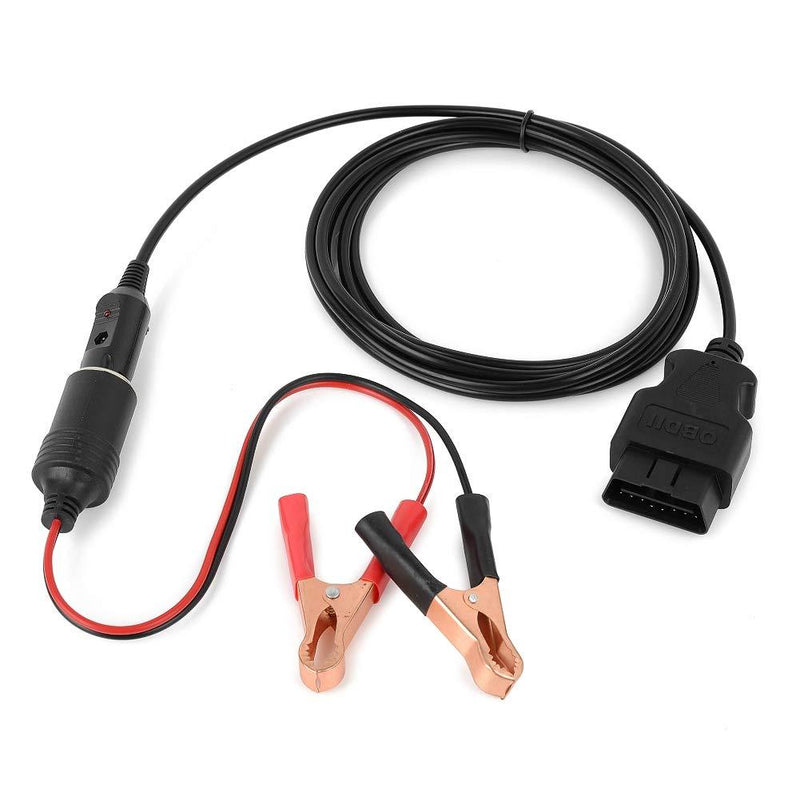 Jtron OBD II Vehicle ECU Emergency Power Supply Cable Car Diagnostic Cable Memory Saver (3Meter) with Alligator Clip-On 12V Car Battery Cigarette Lighter Power Extension Socket