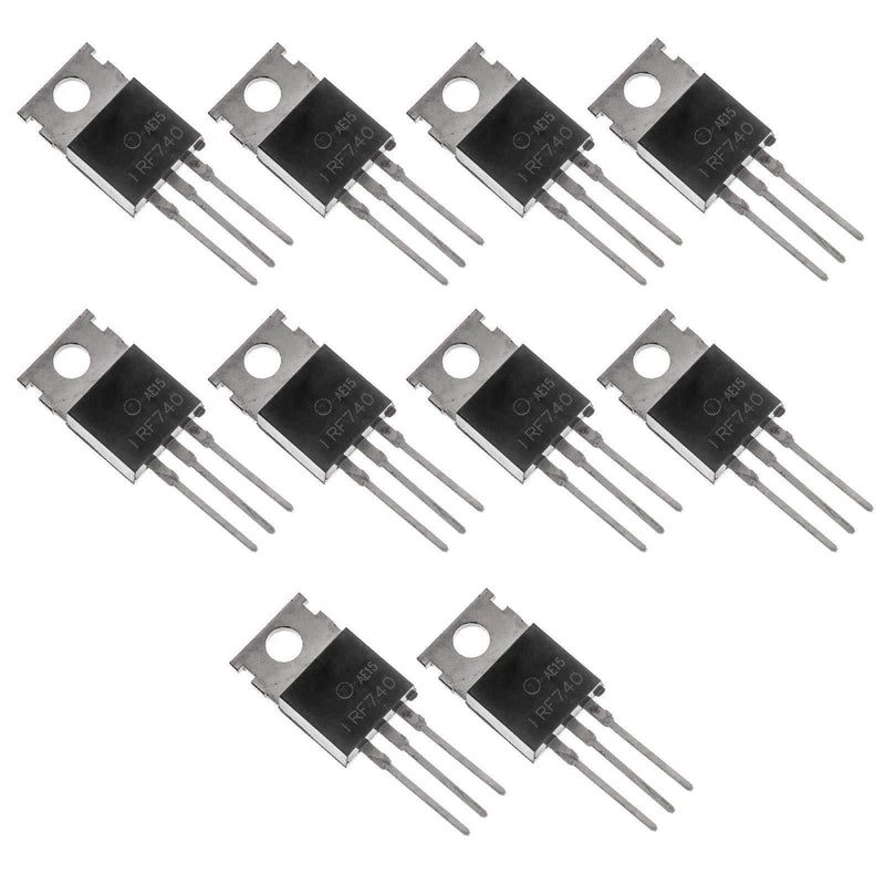 Bridgold 10pcs IRF740 IRF740PBF N-Channel MOSFET Transistor, 10 A 400 V,3-Pin TO-220AB