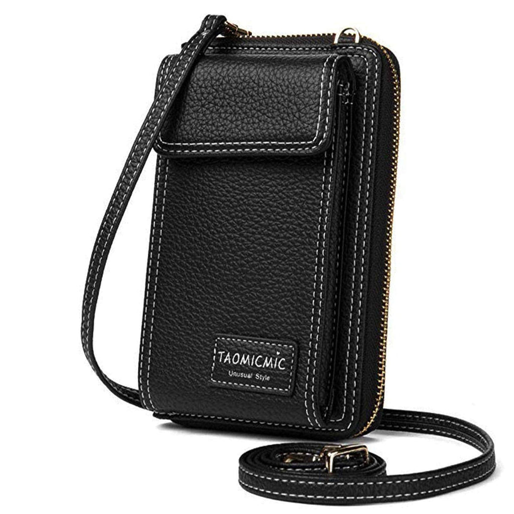 Womens Crossbody Bag Cell Phone Wallet Small Shoulder Purse Leather Card Handbag Black
