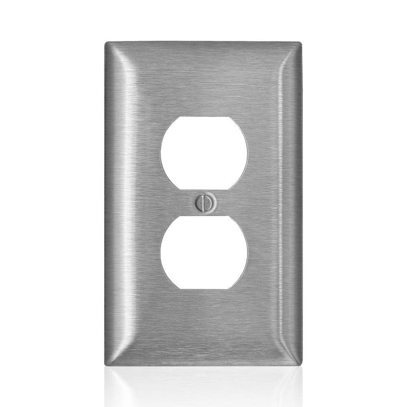 Leviton SSJ8-C40 C-Series 1-Gang Duplex Midway Wallplate, Type 302/304, Stainless Steel