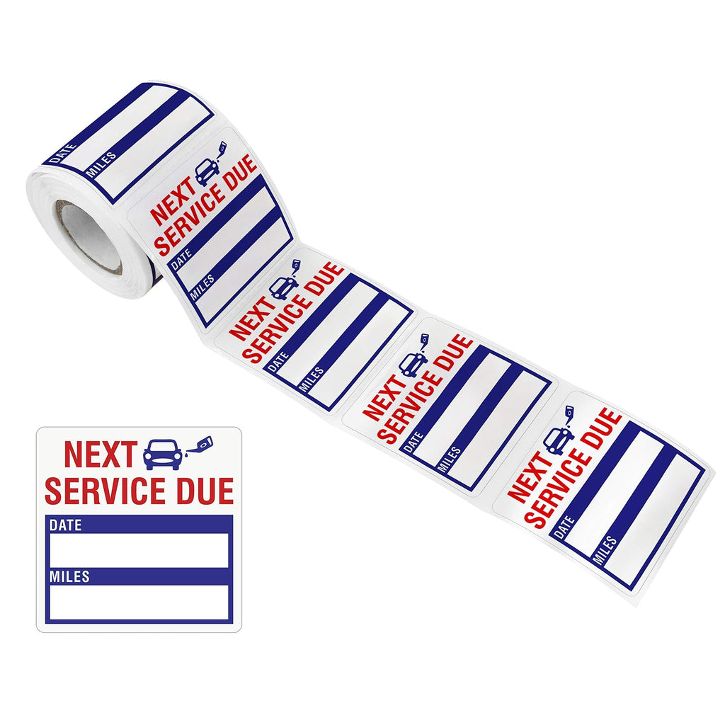 150 PCS Oil Change Auto Maintenance Service Due Reminder Stickers Labels in Roll with Perforation Line(Each Measures 2 X 2inch) Blue