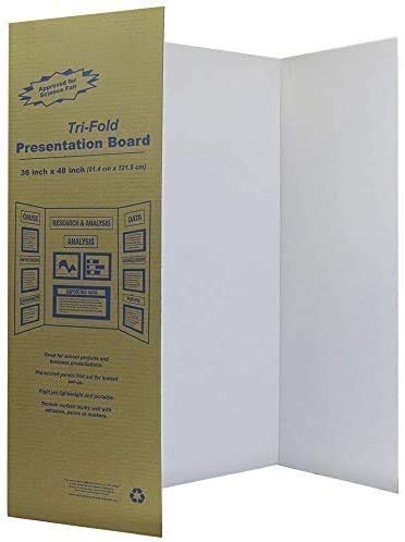 White Tri-Fold Presentation Board 36" x 48" Corrugated Tabletop Display Exhibition Board Lightweight and Portable with Smooth Surface Great for School Projects and Business presentations - by Emraw 36" x 48" 1