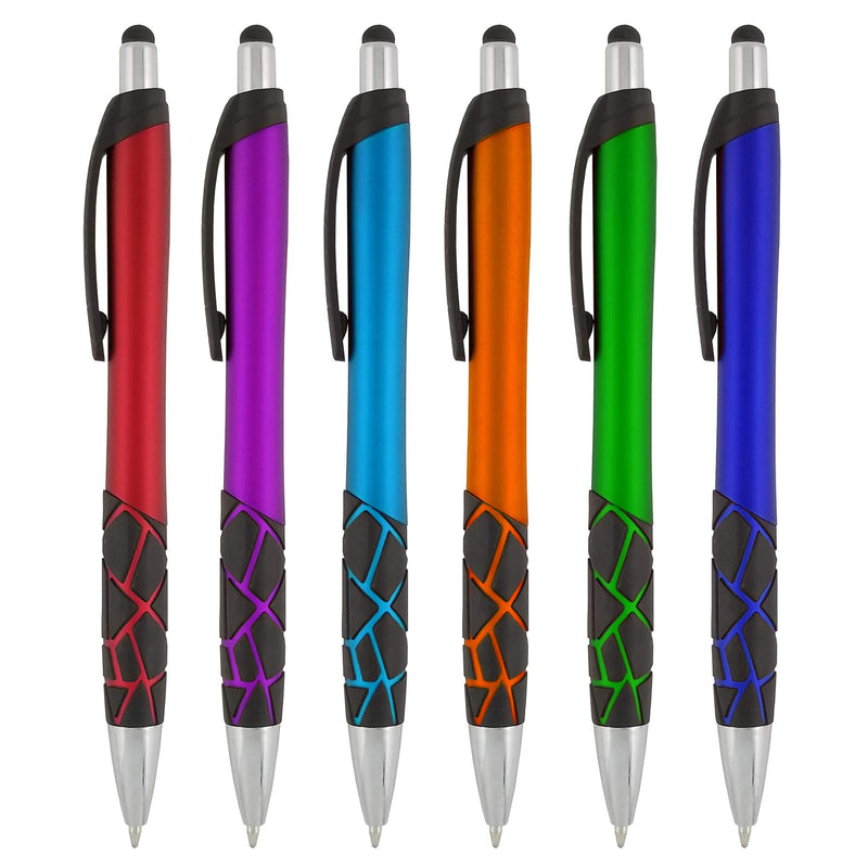 Stylus Pens -2 in1 Capactive Touch Screen with Ballpoint Writing Pen Sensitive Stylus Tip For Your iPad iPhone Samsung Galaxy & All Smart Devices -Metallic Barrel - Assorted Colors Comfy Grips,6 Pack 6 Pack Click Pen