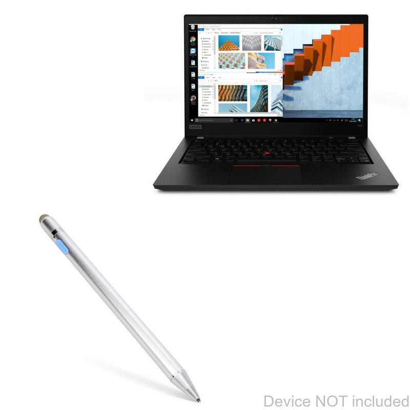 Lenovo ThinkPad T490 with Touchscreen (14 in) Stylus Pen, BoxWave [AccuPoint Active Stylus] Electronic Stylus with Ultra Fine Tip for Lenovo ThinkPad T490 with Touchscreen (14 in) - Metallic Silver AccuPoint Active Stylus