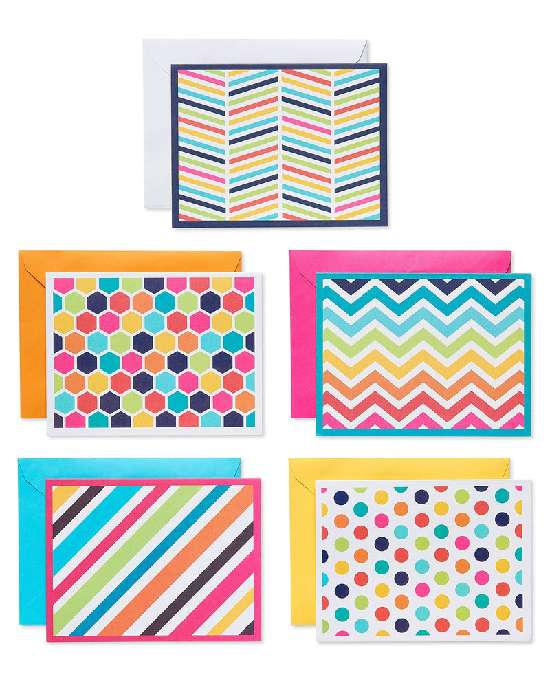 American Greetings Blank Cards with Envelopes, Bright Patterns (30-Count)
