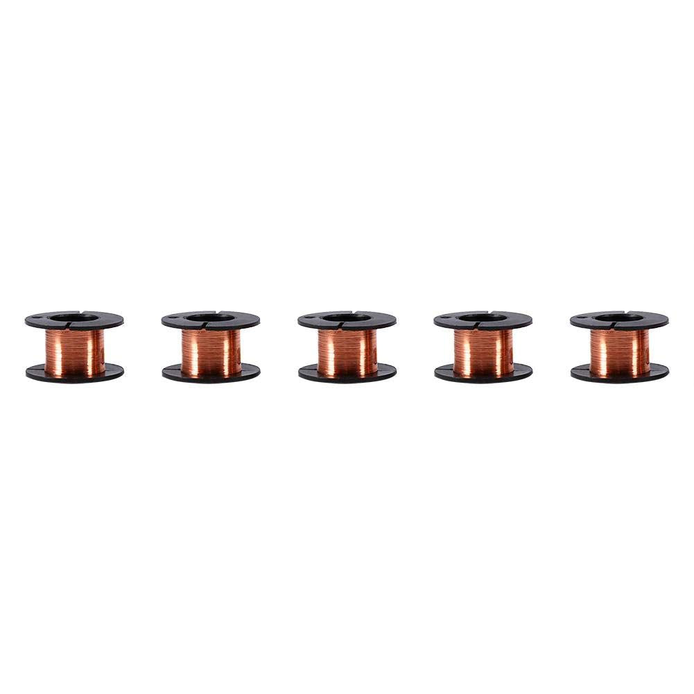 Enameled Copper Wire, Magnet Wire, 5pcs 0.1mm Enameled Wire Copper Winding Wire Enamelled Repair Wire, Widely Used for Transformers Inductors, Natural, 15m Length