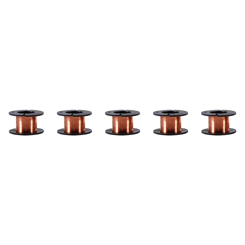 Enameled Copper Wire, Magnet Wire, 5pcs 0.1mm Enameled Wire Copper Winding Wire Enamelled Repair Wire, Widely Used for Transformers Inductors, Natural, 15m Length