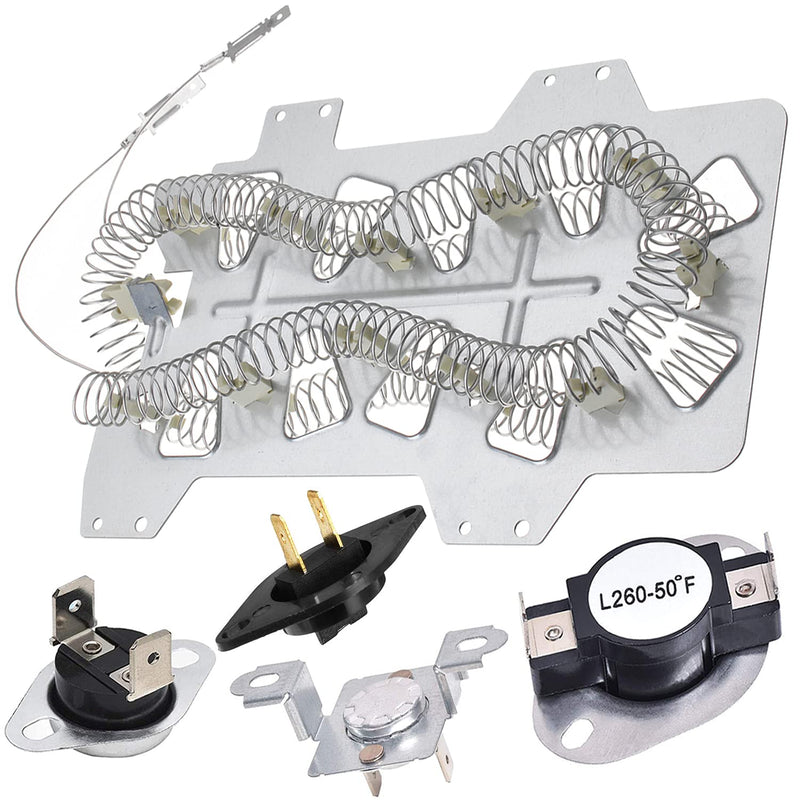 Dryer Heating Element for Samsung dv42h5000ew/a3 dv45h7000ew/a2 dv48h7400ew/a2 DC47-00019A Dryer Heating Element DC47-00018A Thermostat DC47-00016A DC32-00007A Thermistor & DC96-00887A Thermal fuse