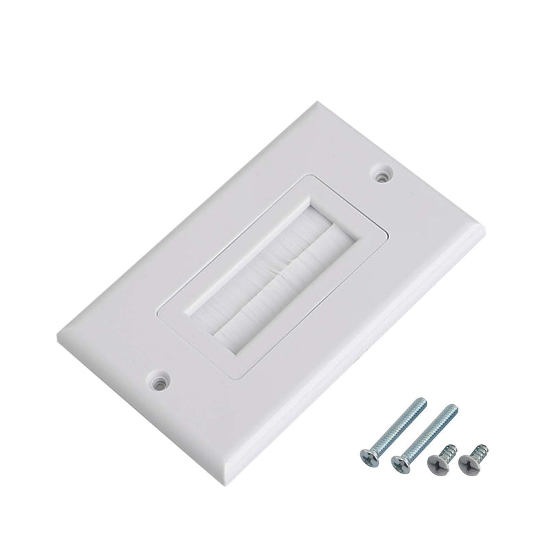 Maxmoral 1pc Brush Wall Plate Multi-Function Single Port Cover Outlet Wall Mount Multimedia Panel White 1