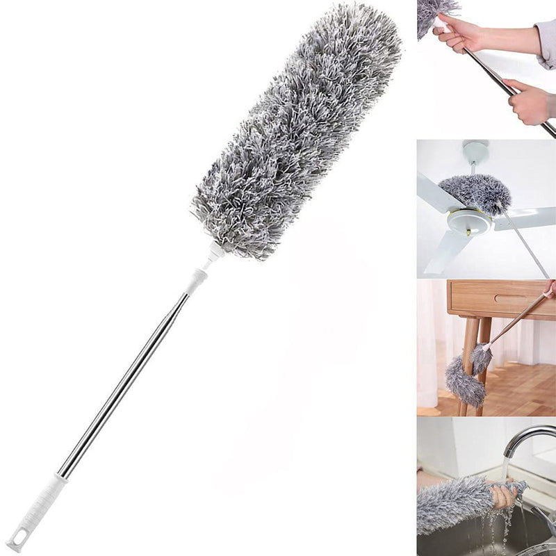 HEOATH Microfiber Feather Duster with Extendable Pole, 100" Extra Long Cobweb Duster for Cleaning, Bendable Head, Scratch-Resistant Cover, Washable Duster for Ceiling, Fan, Furniture 100 Inch
