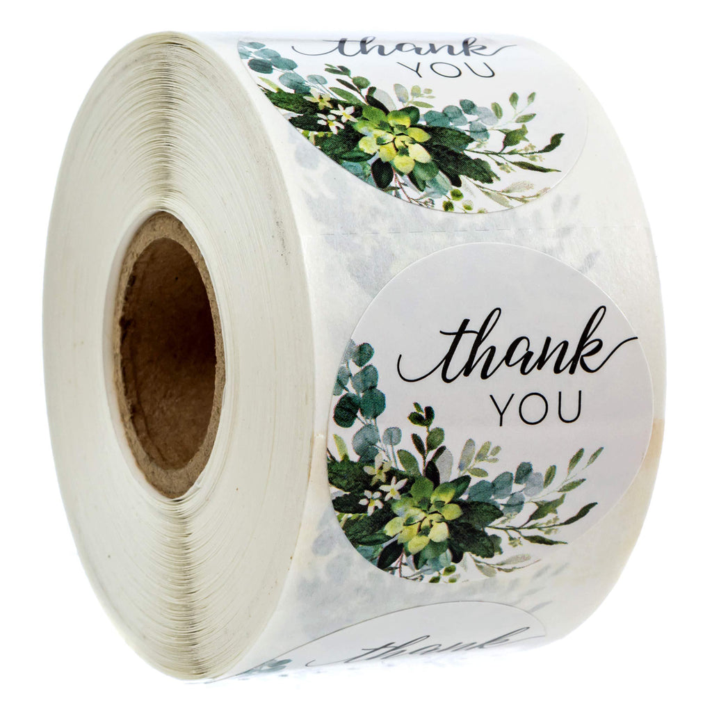 Boho Greenery Thank You Stickers - 1.5" Circle Labels / 500 per Pack