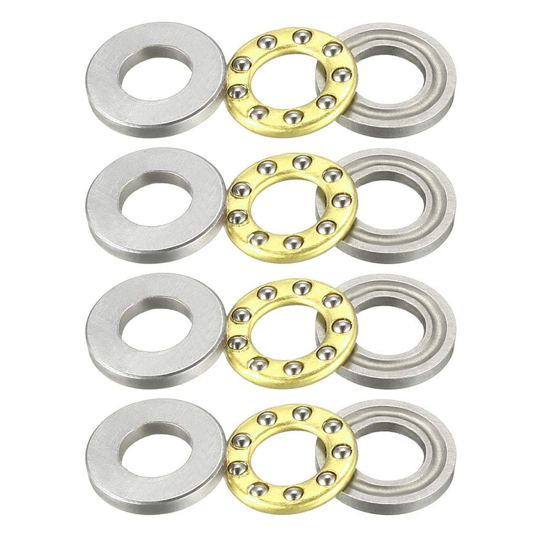 uxcell F5-10M Thrust Ball Bearings 5mm x 10mm x 4mm Chrome Steel Single Direction 4pcs 5mmx10mmx4mm