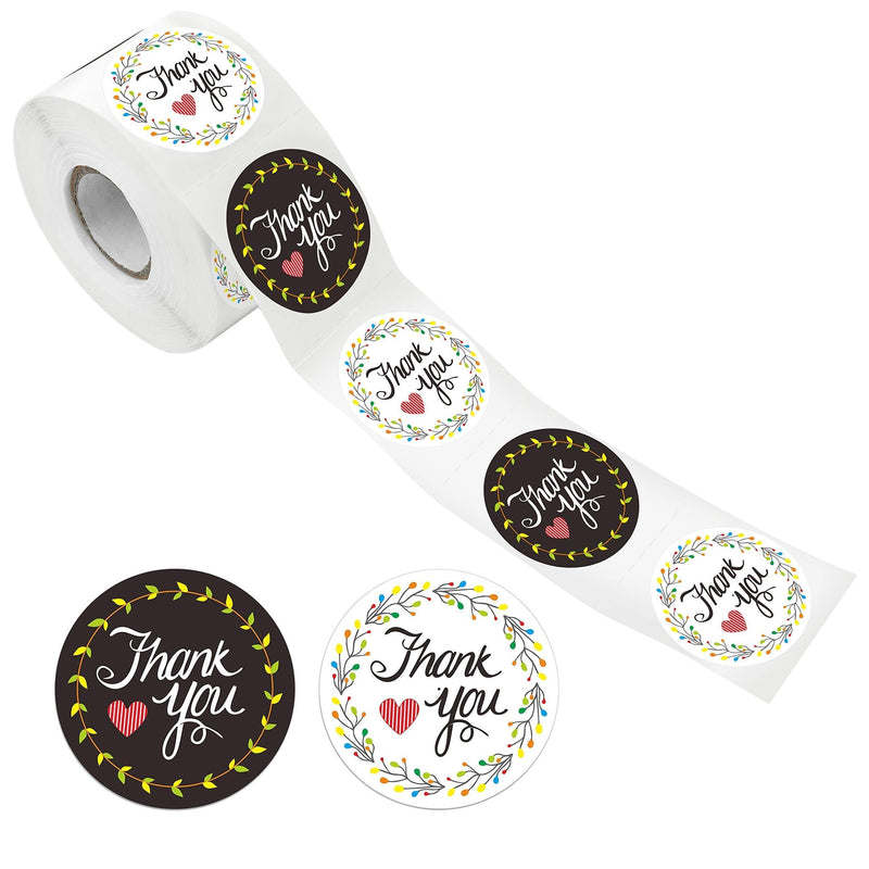 600 PCS Thank You Stickers 2 Designs Round Labels Stickers in Roll