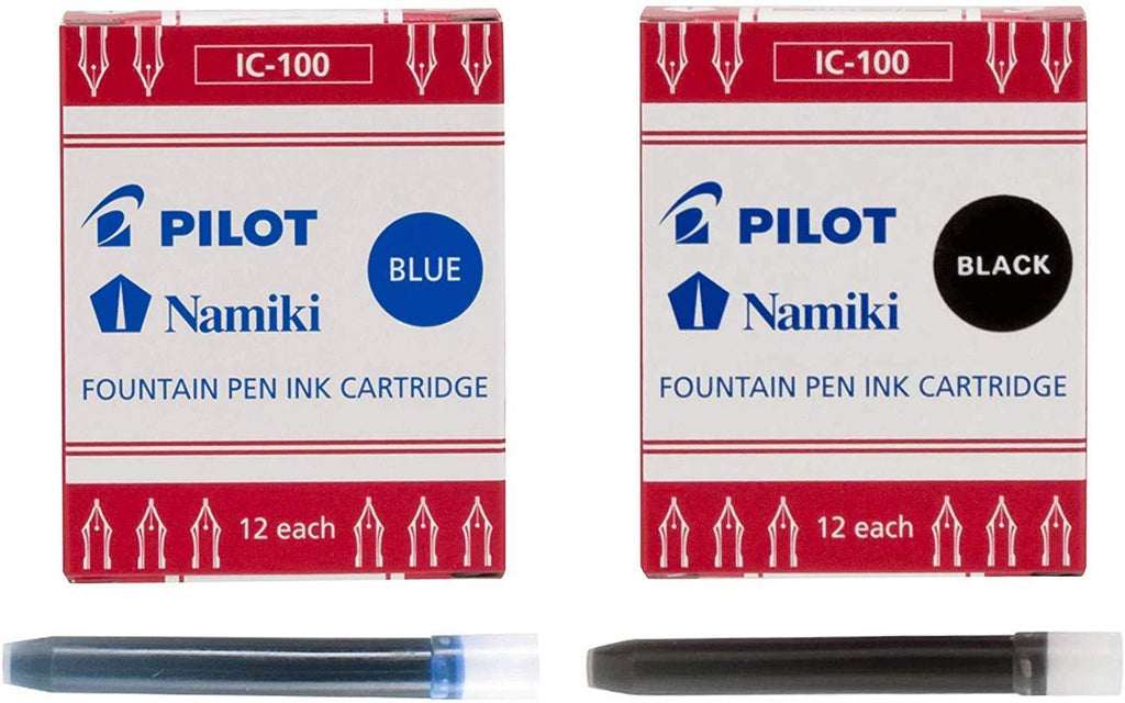 Pilot Namiki IC100 Fountain Pen Ink Cartridge (Pack of 24, Black/Blue) Pack of 24