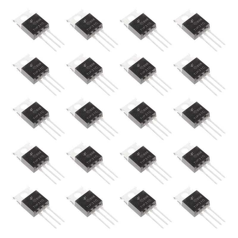 Bridgold 20pcs TIP31C TIP31 NPN Silicon Power Transistor,3 A 100 V TO220,3-Pin