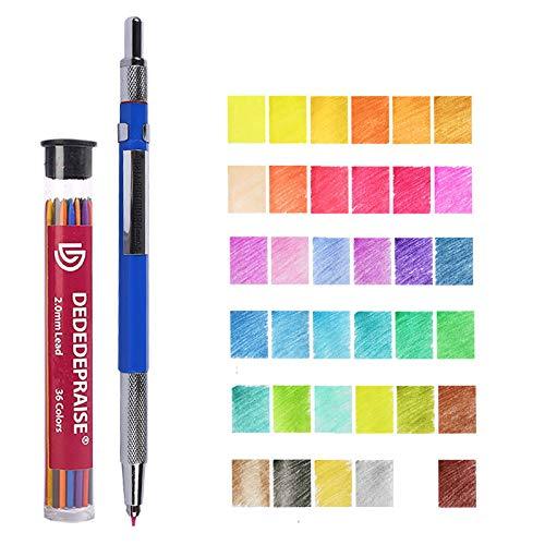 Color Pencil Lead ，36 Thick Refills Core Colored Automatic Drawing 2mm Assorted Refill Mechanical Pre-Sharpened with Container for Drafting